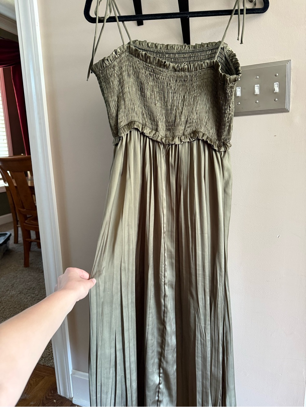 Zara Olive Green Shiny Dress - Picture 7 of 9